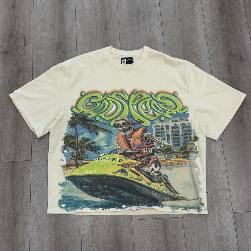 Godspeed New York "Wave Runner" Tee T Shirt Cream size Large L SF